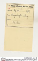 Etiketten zu Chrysoberyll (NHMW-MIN-Ay313)